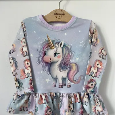 Bluzeczka z baskinką i panelem - Unicorn girl