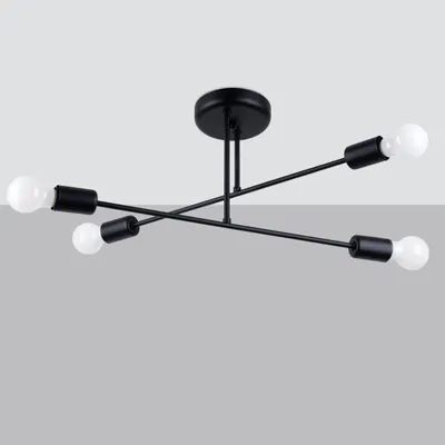 Żyrandol SUPEŁ 4 czarny stal nowoczesna lampa sufitowa zwis 3xE27 LED SOLLUX LIGHTING