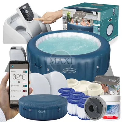 FULL ZESTAW DMUCHANE JACUZZI SPA MILAN WiFi 196x71 cm 6 os. - BESTWAY 60029