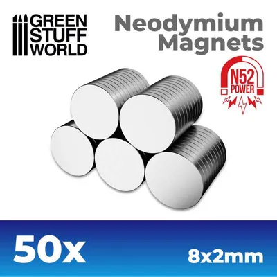 Green Stuff World Magnesy neodymowe 8x2mm - 50 szt. (N52)