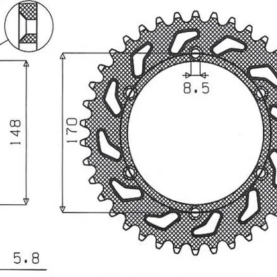 SUNSTAR Zębatka tylna stalowa SUZUKI DR 600 85-89 / DR 650 90-95 [42]