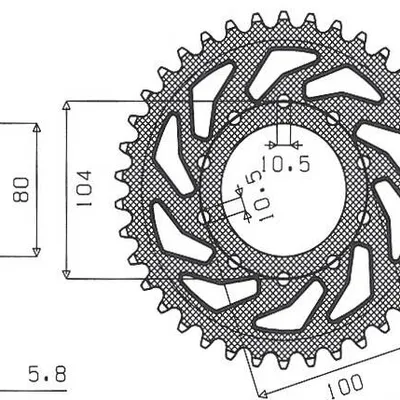 SUNSTAR Zębatka tylna stalowa KAWASAKI ZX6R 05-17 / Z750  [44]