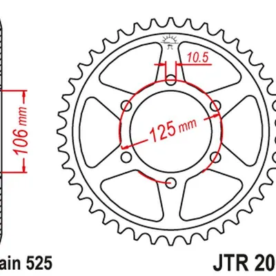 JT Zębatka tylna stalowa [47 zębów] TRIUMPH 675 06-17 kolor czarny