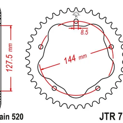 JT Zębatka tylna stalowa [42 zębów] DUCATI 950 HYPERMOTARD 19-20 / 800 MONSTER 05-07 / 748 BIPOSTO 95-03 /