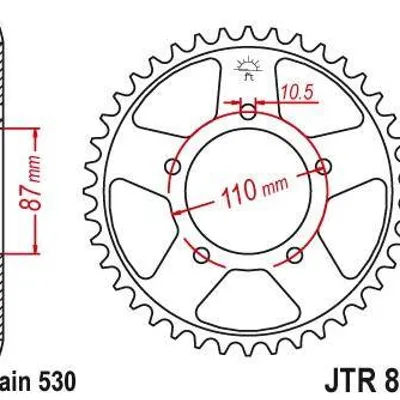 Zębatka tylna stalowa JT JTR829.43 ilość zębów 43Z