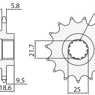 SUNSTAR Zębatka przednia stalowa KAWASAKI Z 750 04-12 / Z 800 13-16 [15]