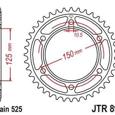 Zębatka tylna stalowa JT JTR899.42 ilość zębów 42Z