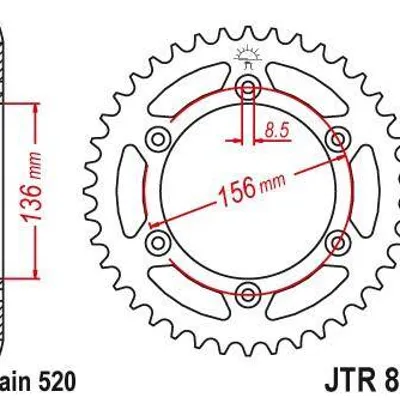 Zębatka tylna stalowa JT JTR822.47 ilość zębów 47Z