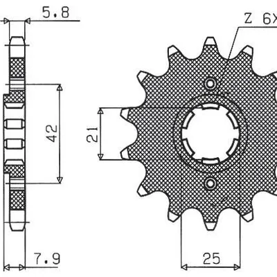 SUNSTAR Zębatka przednia stalowa YAMAHA XT 600 83-86 / TT600 / XT550 [15]