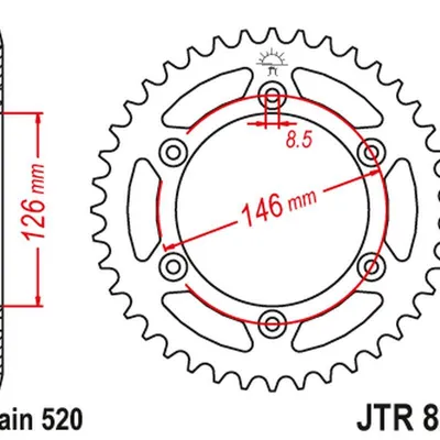 JT Zębatka tylna aluminiowa [49 zębów] SUZUKI RM/RMZ DR/DRZ kolor czarny