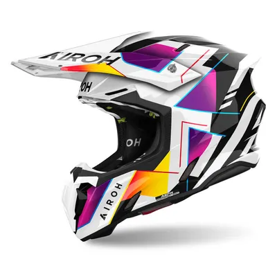 Kask cross Airoh Twist 3 Rainbow czarny,biały,fioletowy / połysk