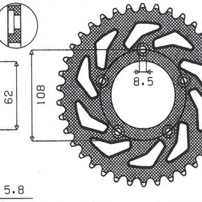 SUNSTAR Zębatka tylna stalowa APRILIA RS 125 93-05 / TUAREG WIND 125 89-00 [40]