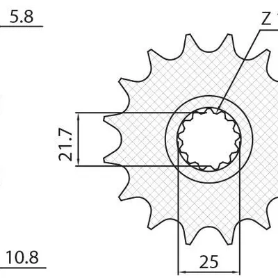 SUNSTAR Zębatka przednia stalowa YAMAHA FZ6 09- / XJ6 09-15 [16]