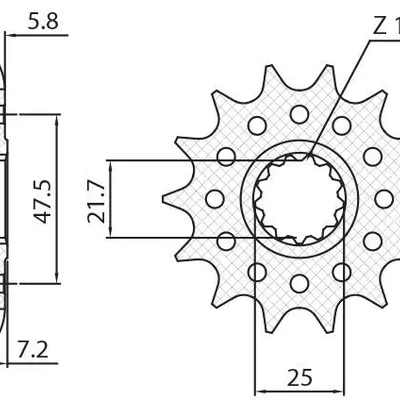 SUNSTAR Zębatka przednia stalowa KAWASAKI ZX-6R/RR 07-17 / YAMAHA XTZ 750 SUPER TENERE 87-00 [16]