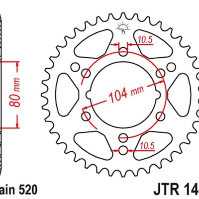 JT Zębatka tylna stalowa [34 zębów] POLARIS 250 CYCLONE/TRAIL BLAZER