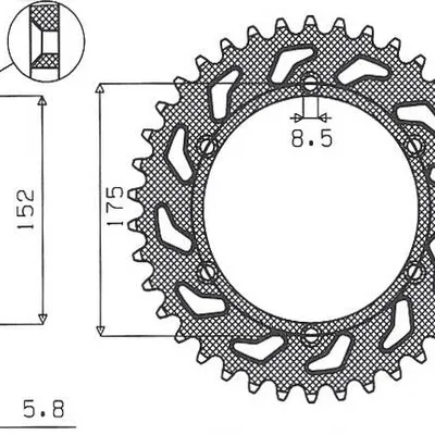 SUNSTAR Zębatka tylna stalowa YAMAHA TT600R 98-03 / TT600S 93-95 / YFZ 350 BANSHEE 89-06 [43]