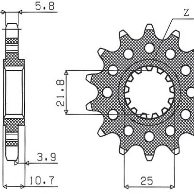 SUNSTAR Zębatka przednia stalowa YAMAHA FZ6 09- / XJ6 09-15 [15]