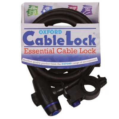 OXFORD LINKA CABLE LOCK Z ZAMKNIĘCIEM DŁUGOŚĆ 1.8M X 12MM KOLOR CIEMNY BS