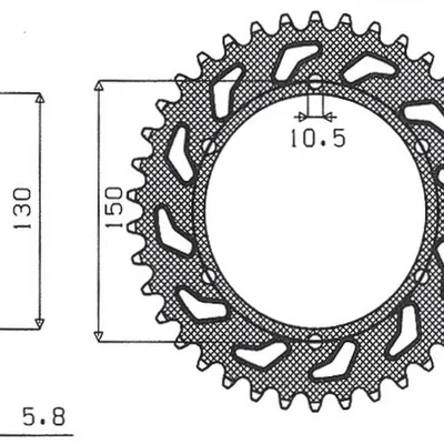 SUNSTAR Zębatka tylna stalowa HONDA NX 650 88-90 / FMX 650 05-08 / XR 600 88-90 / YAMAHA XJ6 600 09-13 [42]