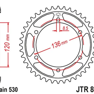 JT Zębatka tylna stalowa [46 zębów] YAMAHA FZ 600 86-88 XJ 600 86-88 / YX 600 RADIAN 88-90