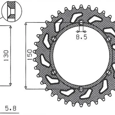 SUNSTAR Zębatka tylna stalowa YAMAHA YZ/YZF/WRF 99-20 [42]