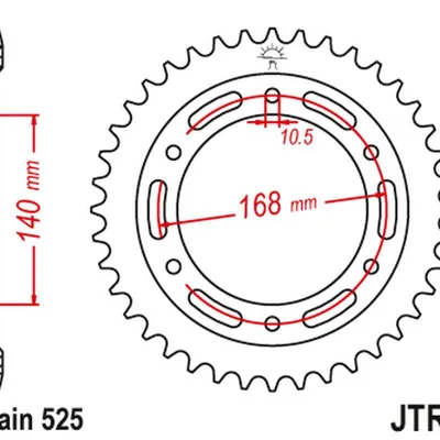 JT Zębatka tylna stalowa [41 zębów] BMW F 650 GS 09-12 / F800GS 08-18 kolor czarny