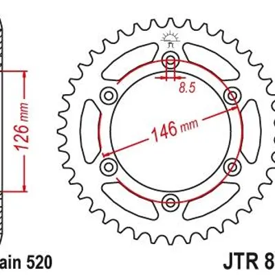 JT Zębatka tylna aluminiowa [47 zębów] SUZUKI DRZ 400 00-09 samooczyszczająca