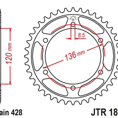 JT Zębatka tylna stalowa [48 zębów] YAMAHA TDR 125 93-99