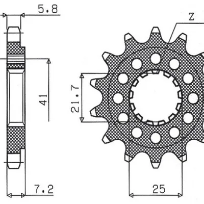 SUNSTAR Zębatka przednia stalowa KAWASAKI ZX-7R/RR 96-03 / ZX-10R 04-15 / SUZUKI GSXR 750 00-15 / SV 1000S 03-06 [15]