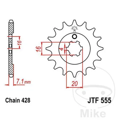 Zębatka przednia JT JTF555.15 (15Z)