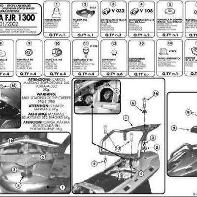 KAPPA stelaż kufra centralnego YAMAHA FJR 1300 (01-05) z płyta monokey