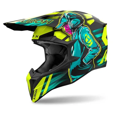 Kask cross Airoh Wraaap Cyber niebieski,żółty,czarny / matowy