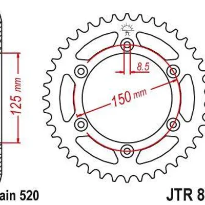 Zębatka tylna stalowa JT JTR897.42 ilość zębów 42Z