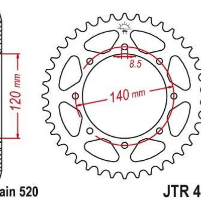 Zębatka tylna stalowa JT JTR487.46 ilość zębów 46Z