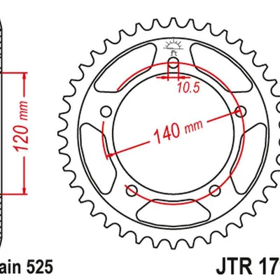 JT Zębatka tylna stalowa [47 zębów] SUZUKI DL 650 V-STROM 04-19 kolor czarny