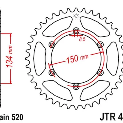 JT Zębatka tylna aluminiowa [47 zębów] KAWASAKI KX/KXF 84-20 kolor czarny