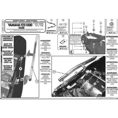 KAPPA stelaż kufra centralnego YAMAHA FZS 1000 FAZER (01-05)