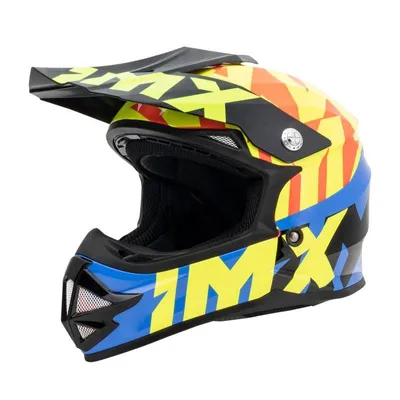 Kask na cross dla dziecka IMX FMX-01 kolor niebieski pomarańczowy fluo