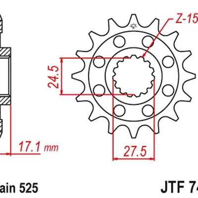 JT Zębatka przednia [15 zębów] DUCATI PANIGALE 1199/1299 12-16 z tłumikiem drgań