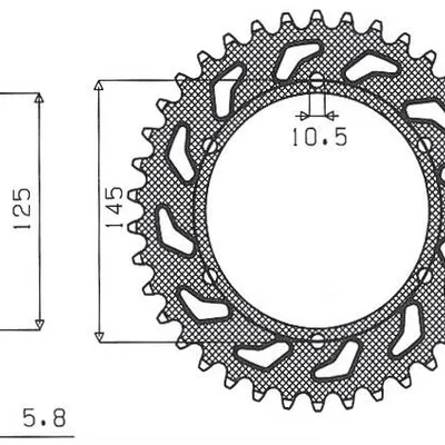 SUNSTAR Zębatka tylna stalowa YAMAHA XT 660 R/X 04-14 / XT 600Z 08-12 [45]