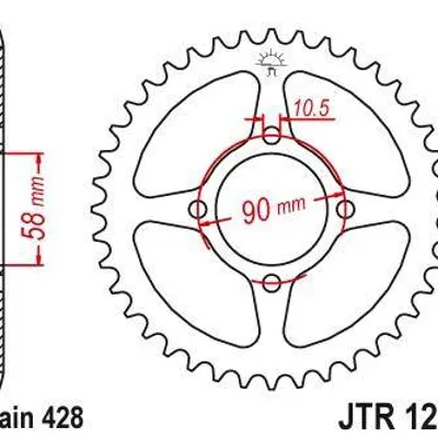 Zębatka tylna stalowa JT JTR1221.42 ilość zębów 42Z