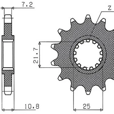 SUNSTAR Zębatka przednia stalowa YAMAHA R6 06-16 [16]