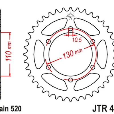 JT Zębatka tylna stalowa [45 zębów] KAWASAKI EX250 NINJA 08-12 kolor czarny