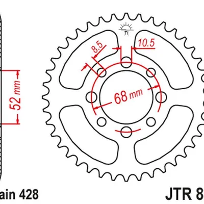 JT Zębatka tylna stalowa [41 zębów] SUZUKI TS 80 81-82 / DS 80 78-79 / KAWASAKI KE 100 08-01 / KH 100 78-81 / G 3/4/5 70-75