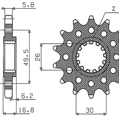 SUNSTAR Zębatka przednia stalowa HONDA CBR 600/900/929/954/1000 / VTR 1000 SP1/2 [14]