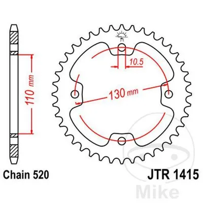 Zębatka tylna stalowa JT JTR1415.42 ilość zębów 42Z