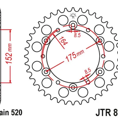 JT Zębatka tylna aluminiowa [41 zębów] YAMAHA YZ/YZF 88-98 kolor czarny