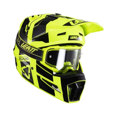 Leatt Kask cross + gogle Moto 3.5 V24 + Gogle Velocity 4.5 kolor czarny,żółty,fluo Kolekcja 2024