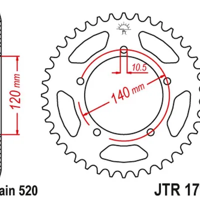 JT Zębatka tylna stalowa [42 zębów] TRIUMPH 865 BONEVILLE/THRUXTON 15-16 / SCRAMBLER 16-17