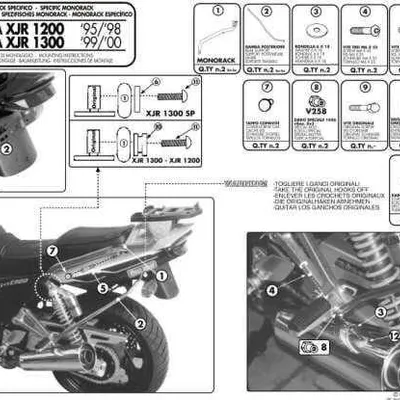 KAPPA stelaż kufra centralnego YAMAHA XJR 1200 (95-98), XJR 1300 (98-02)